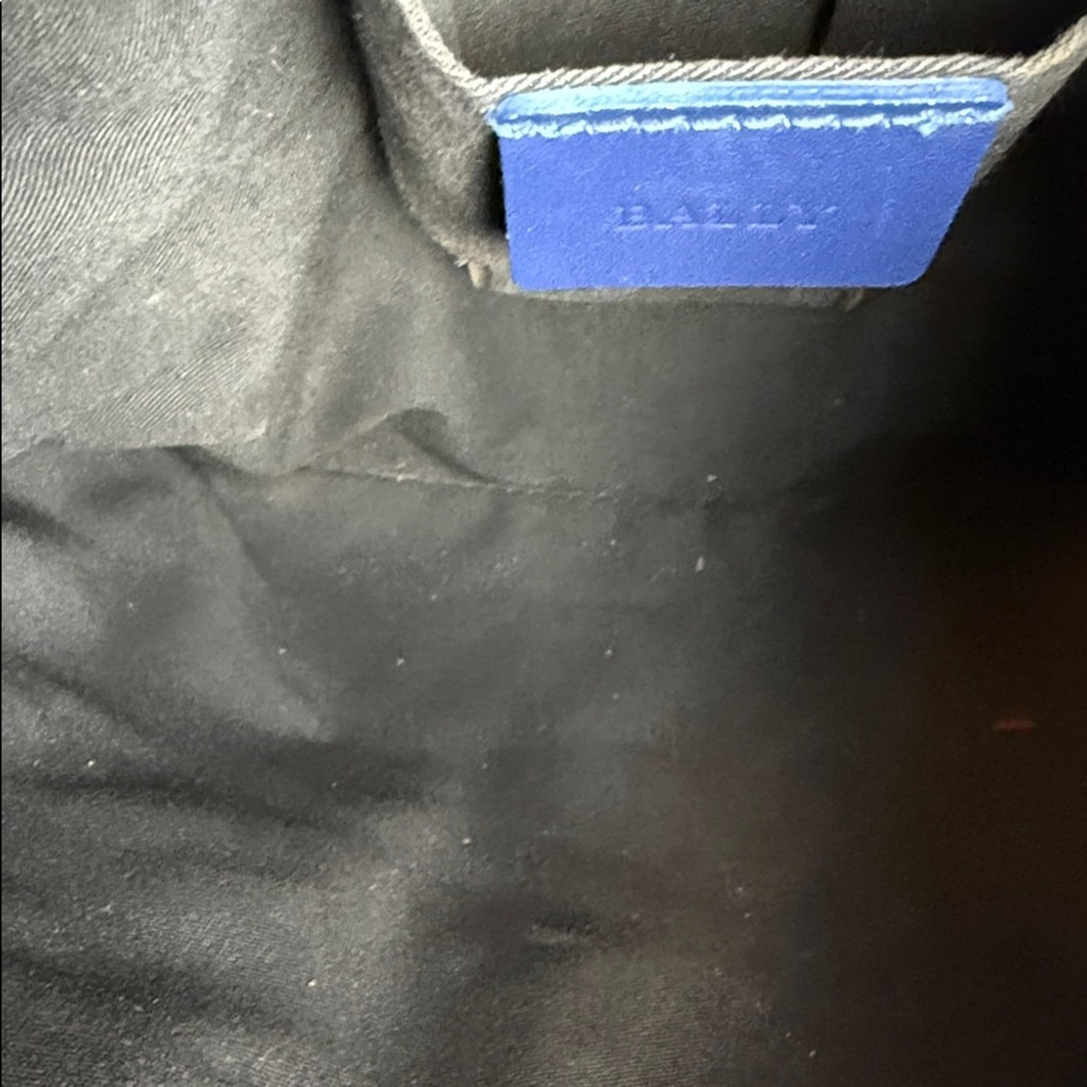 Bally Blue Nylon Canvas Leather Flat Crossbody Messenger Bag Blue White - Picture 5 of 9